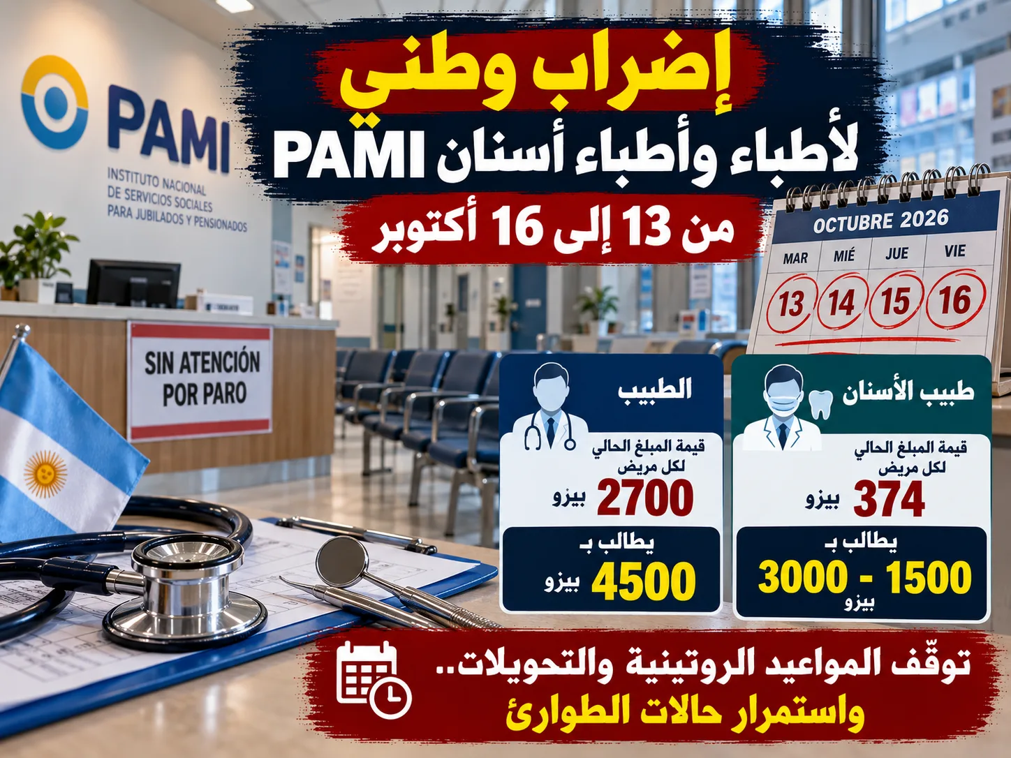 إضراب طبيّ وطب أسنان PAMI لمدة 96 ساعة