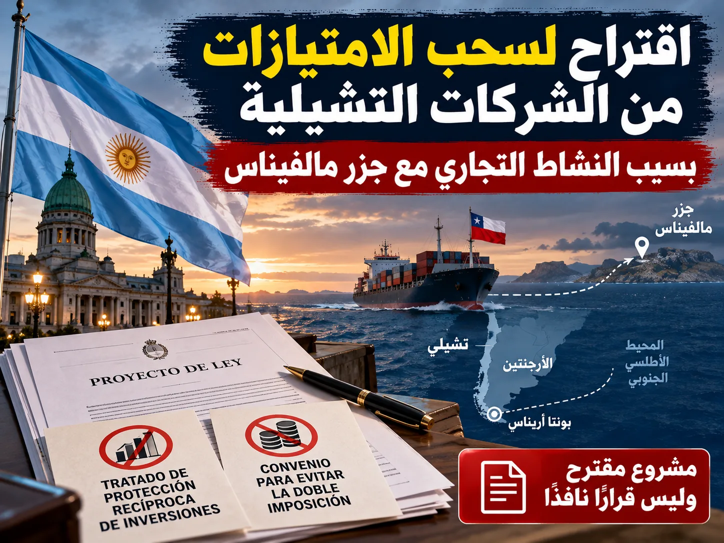 اقتراح سحب امتيازات الشركات التشيلية بسبب مسار مالفيناس