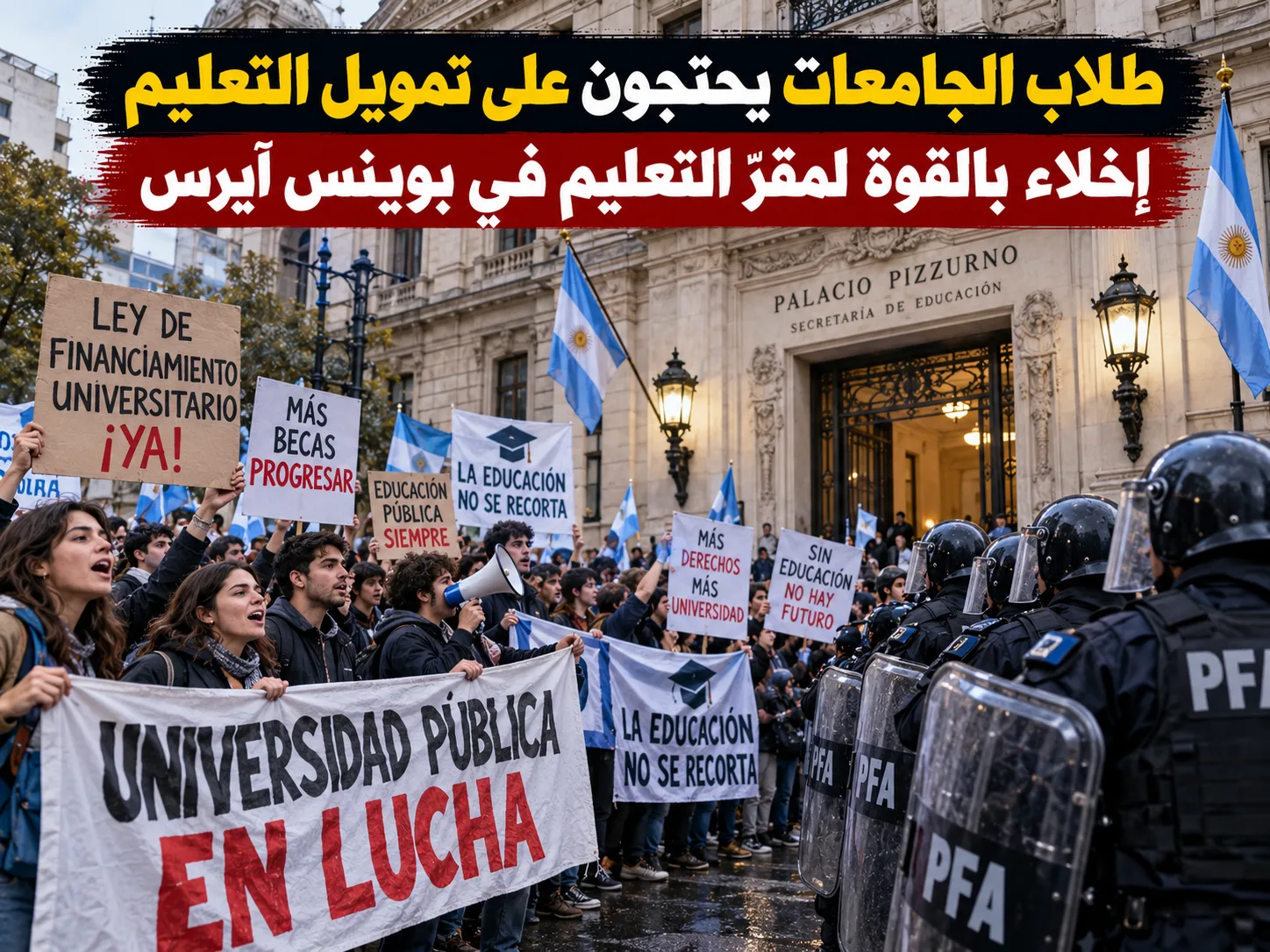 احتجاج طلابي في مبنى وزارة التعليم