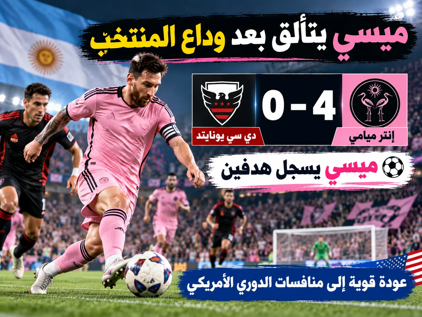 ميسي يقود إنتر ميامي بفوز 4-0 على دي سي يونايتد