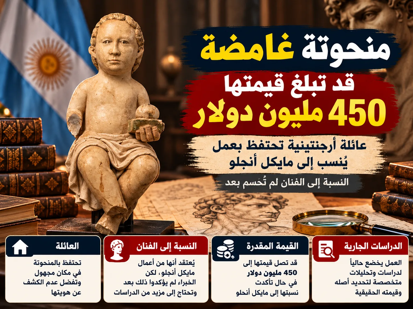 عائلة أرجنتينية تحتفظ بتمثال ميخائيل أنجلو المحتمل