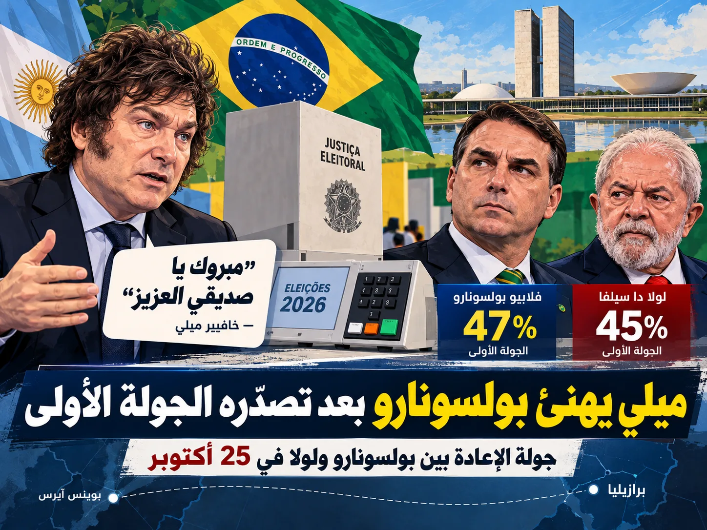 ميلي يهنئ بولسونارو بـ«انتصار تاريخي» في الانتخابات البرازيلية