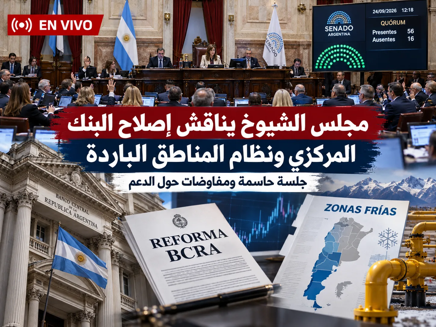 مجلس الشيوخ الأرجنتيني يبحث إصلاح البنك المركزي ونظام المناطق الباردة