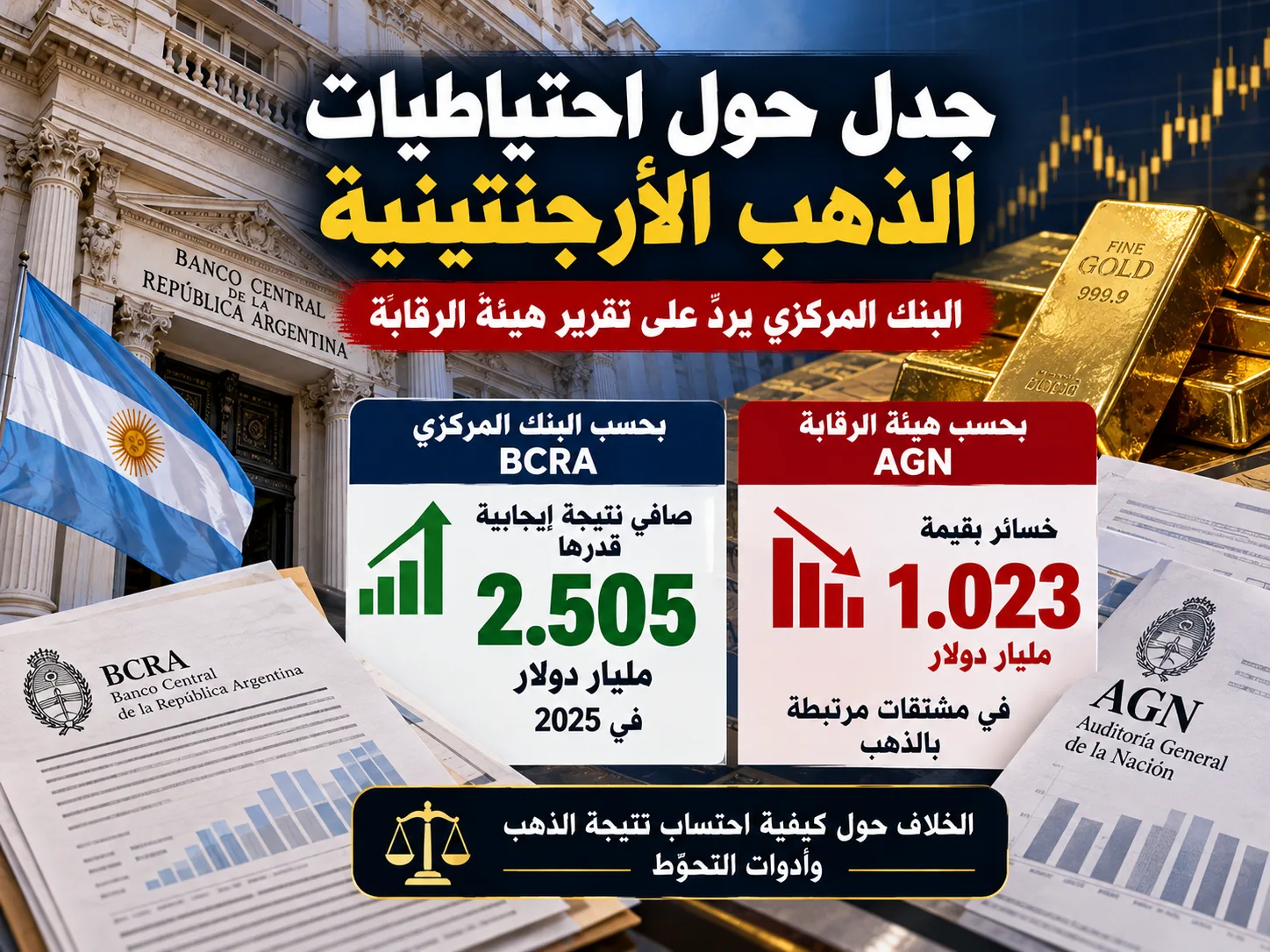 بنك الأرجنتين يوضح ربحية عمليات الذهب لعام 2025