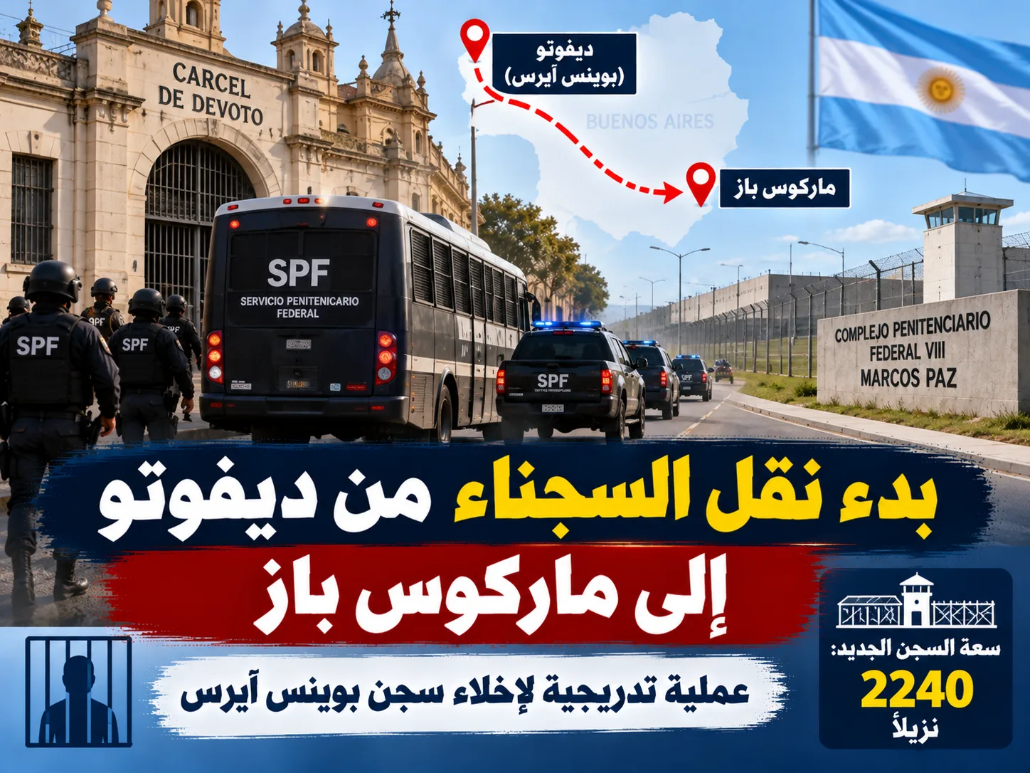 بدء نقل السجناء من سجن ديفوتو إلى ماركوس باز